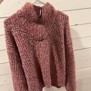 Pink fuzzy jacket quarter-zip